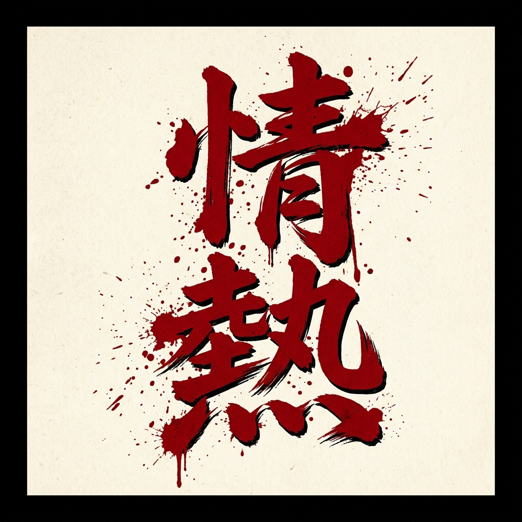 Japanese kanji: æƒ…ç†± (Fueled by Passion) — brushstroke style