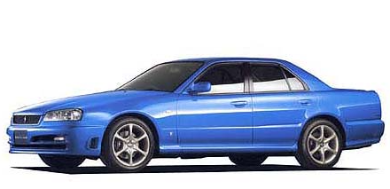 Nissan Skyline ENR34 25GT-X Four (4-door sedan, blue)